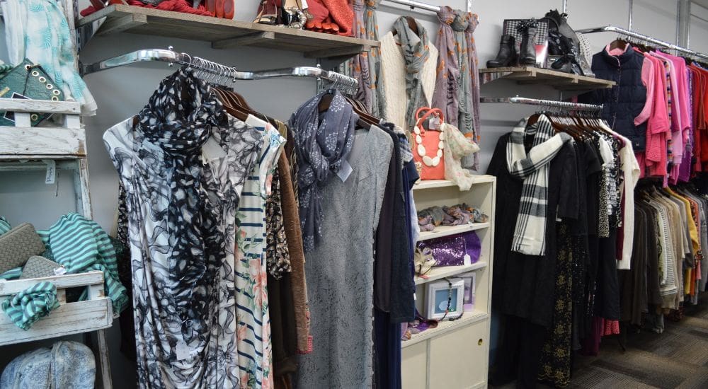 Chipping Norton shop with dresses and bags